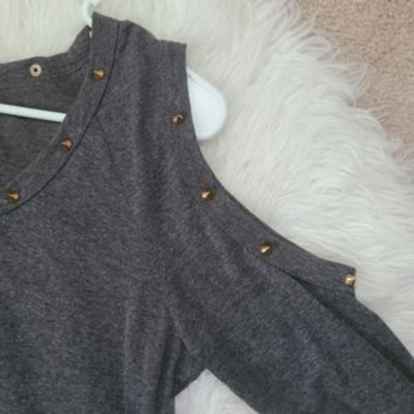 Gray studded tunic high to low long sleeve tunic - Picture 6 of 8